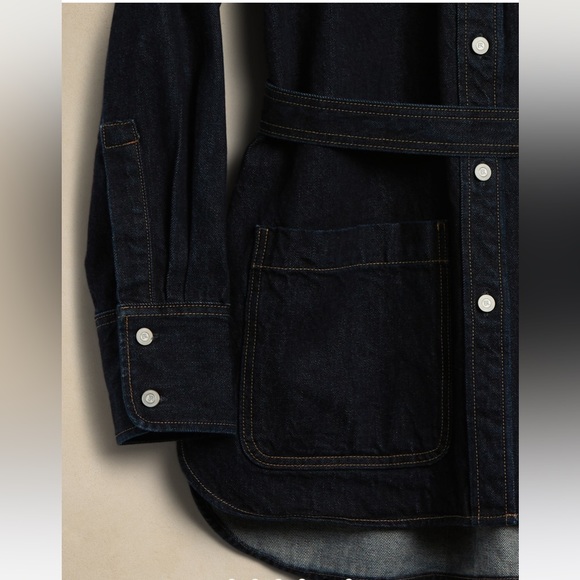 BANANA REPUBLIC Italian-made Denim Shirt Jacket, Rinse Dark Wash, Size XL - Picture 5 of 7